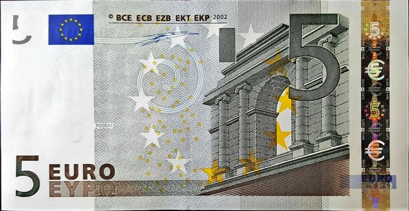 european union 5 euro p1 1front