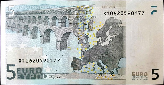 european union 5 euro p1 2back