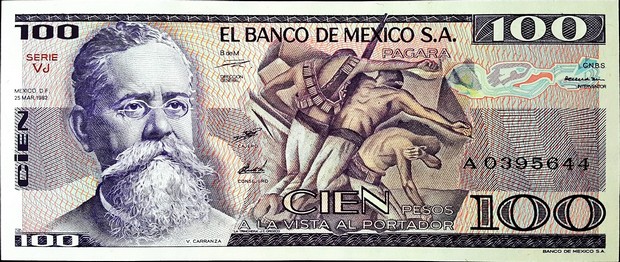 mexico 100 pesos p74 1front