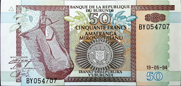 burundi 50 francs p36a 1front
