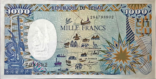 chad 1000 francs p10Ac 2back