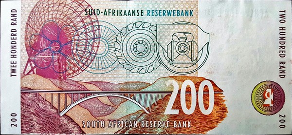 south africa 200 rand p127a 2back