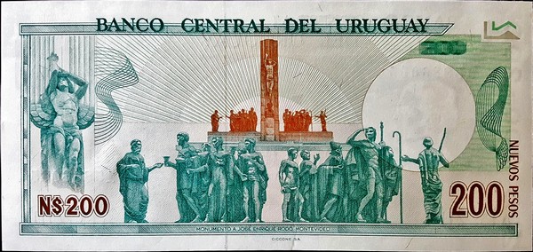 uruguay 200 nuevos pesos p66 2back