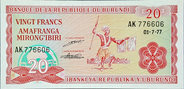 burundi 20 francs p27 1front