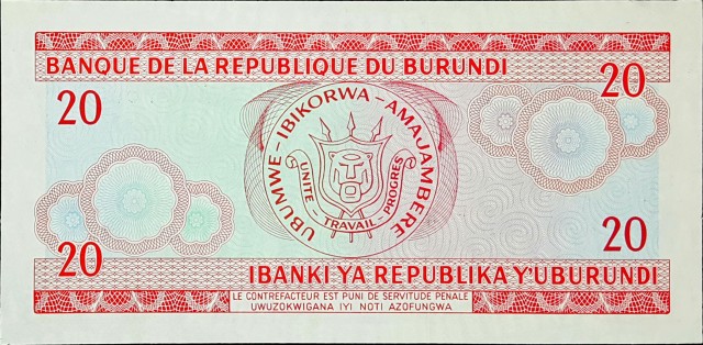 burundi 20 francs p27 2back
