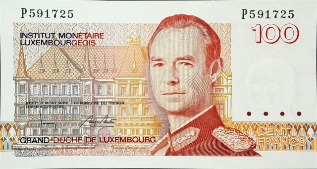 luxembourg 100 francs 1front