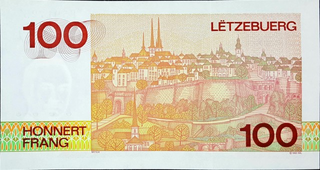 luxembourg 100 francs 2back