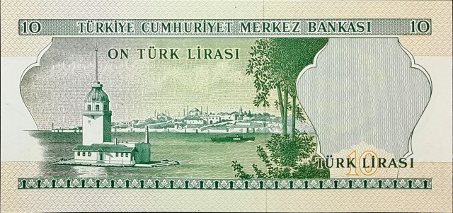 turkey 10 lira p186 2back