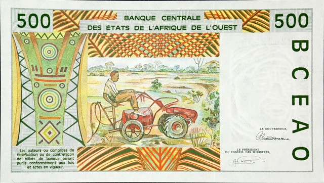 west african states 500 francs p110a 2back