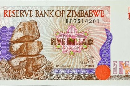 zimbabwe 5 dollars p5 1front