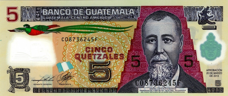 guatemala 5 quetzales p122d front