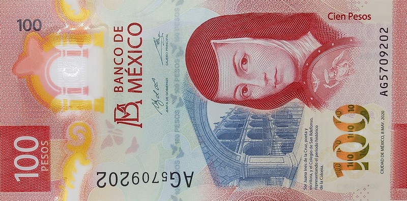 mexico 100 pesos 2020 front
