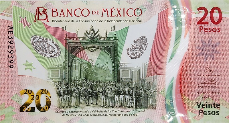 mexico 20b pesos 2021 front
