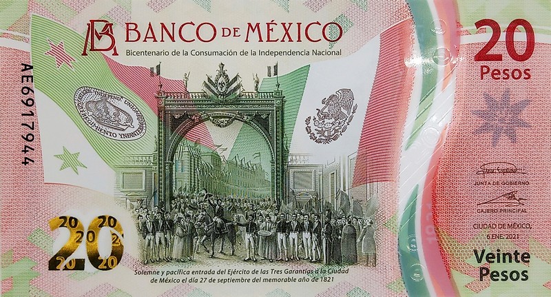 mexico 20d pesos 2021 front