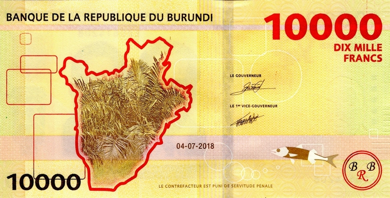 burundi 10000 francs p54 2018 back