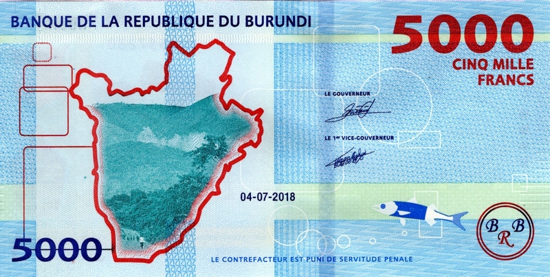 burundi 5000 francs p53 2018 back